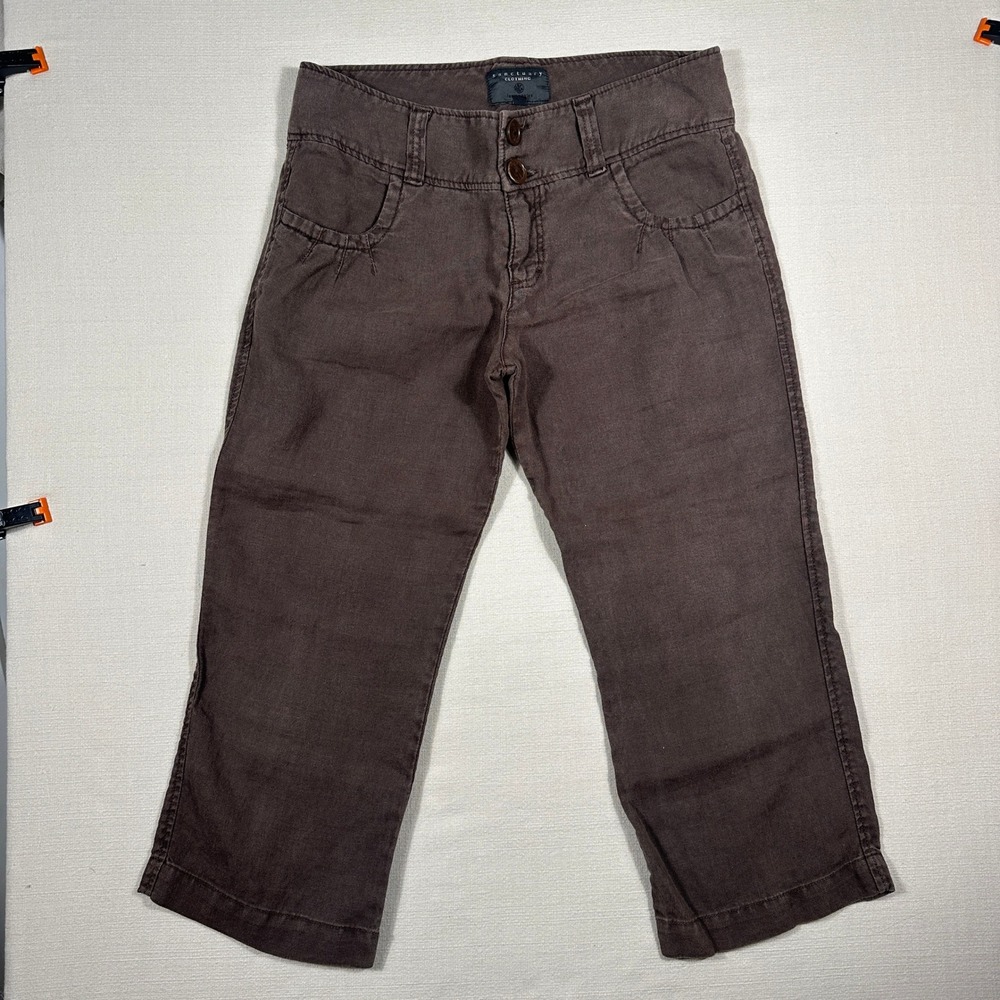 Sanctuary Linen Cropped Pants Womens Medium Brown 100% Linen Casual